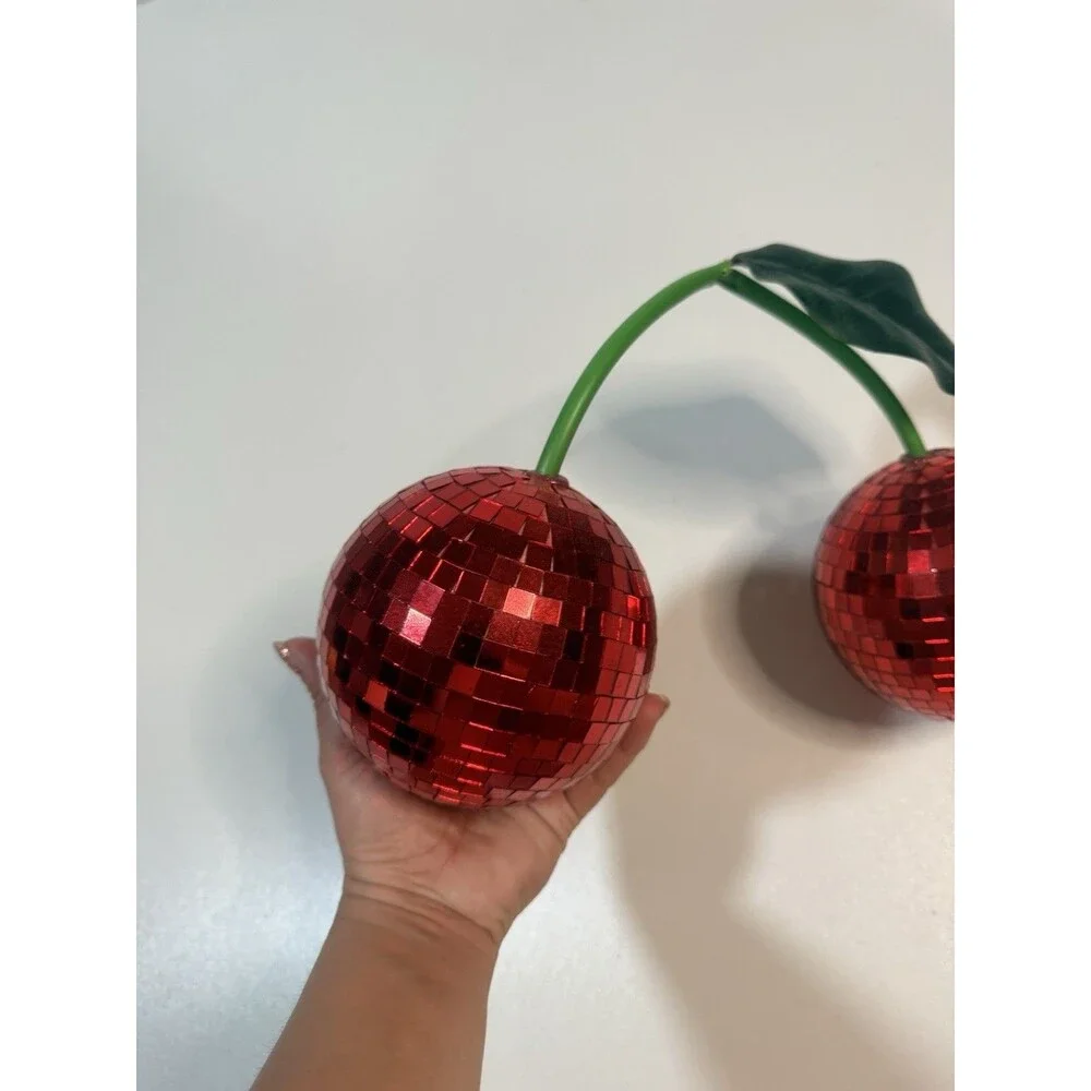 Disco Ball Decor with Cherry Shape, Cherry Decor for Room Red